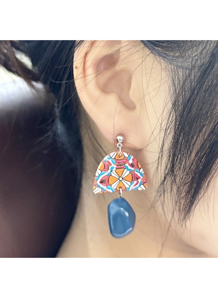 لاتين زوج واحد من الأقراط النسائية، أقراط طويلة من الأكريليك بتصميم هندسي غير منتظم على الطراز الباروكي، هدية مثالية للنساء والفتيات - Image 2